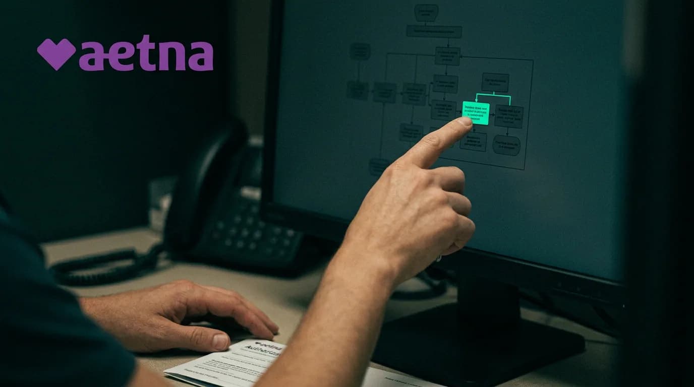 Aetna prior authorization workflow with precertification checks and documentation review