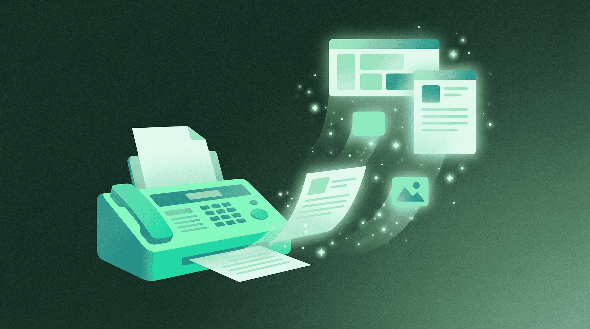 Medical fax automation workflow showing AI processing faxes into structured EHR data in seconds versus manual 15-minute processing