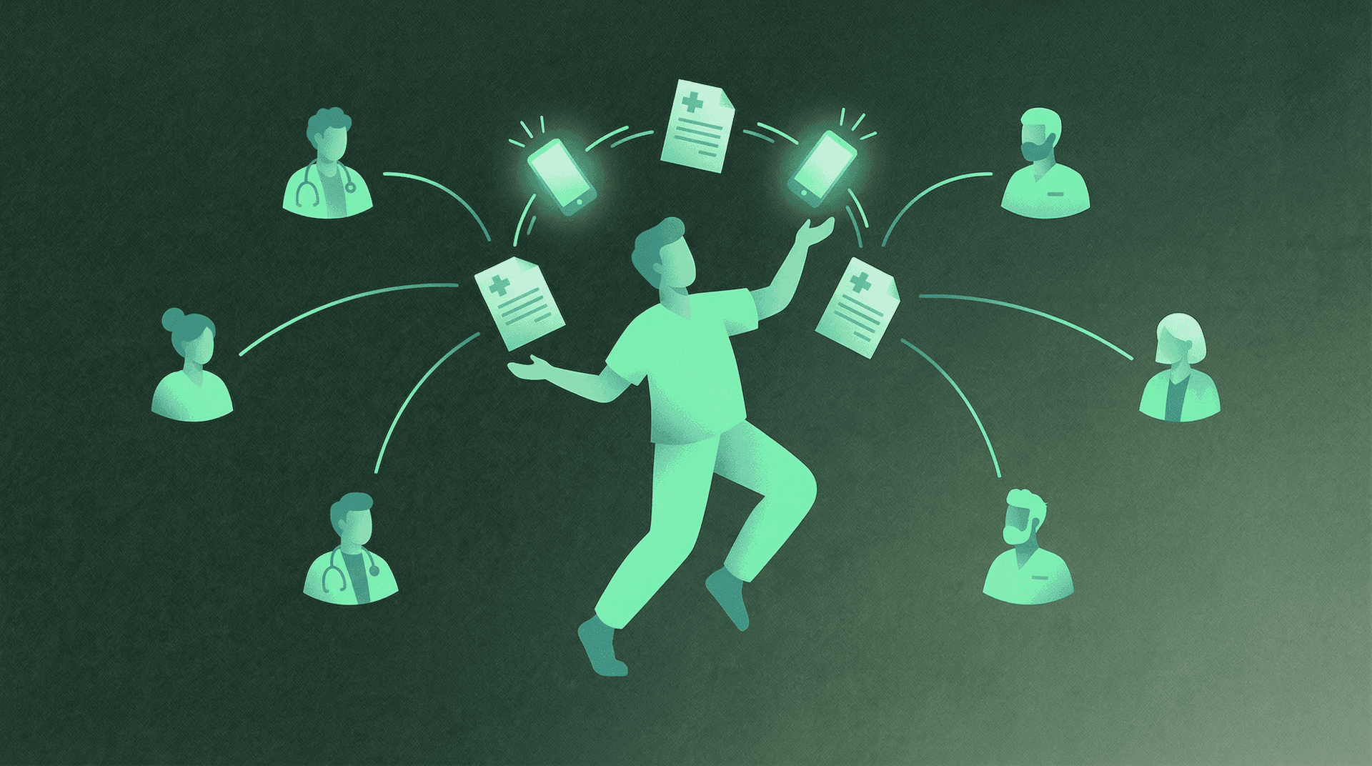 Healthcare referral coordinator managing patient referrals with scheduling software and phone in a busy clinic