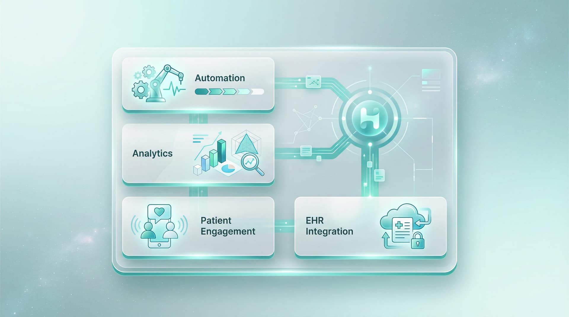 Healthcare referral management platform overview showing automation, analytics, patient engagement, and EHR integration capabilities