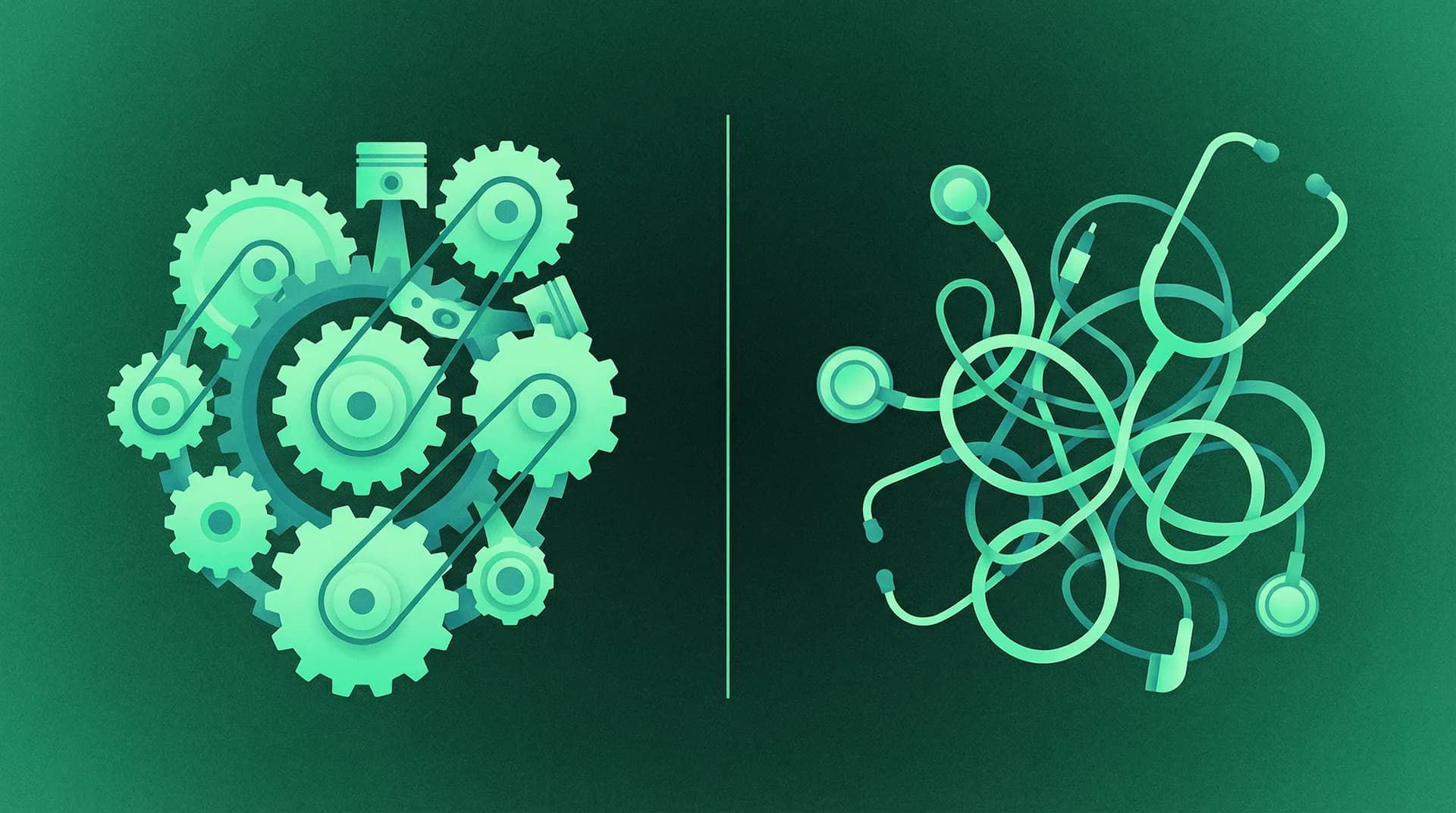 Why Operational AI is Finally Working in Healthcare (And Clinical AI Isn't) Operational AI versus clinical AI in healthcare showing workflow automation success compared to diagnostic challenges