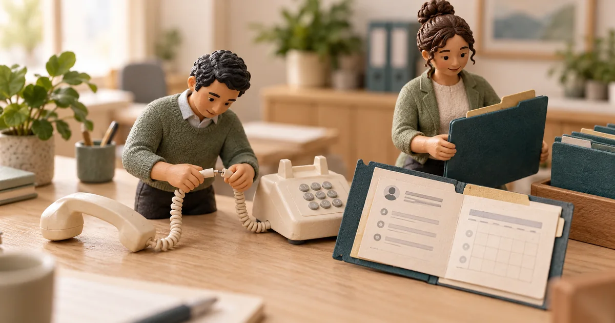 Miniature coordinators reconnect a phone line while preserving an open scheduling request.