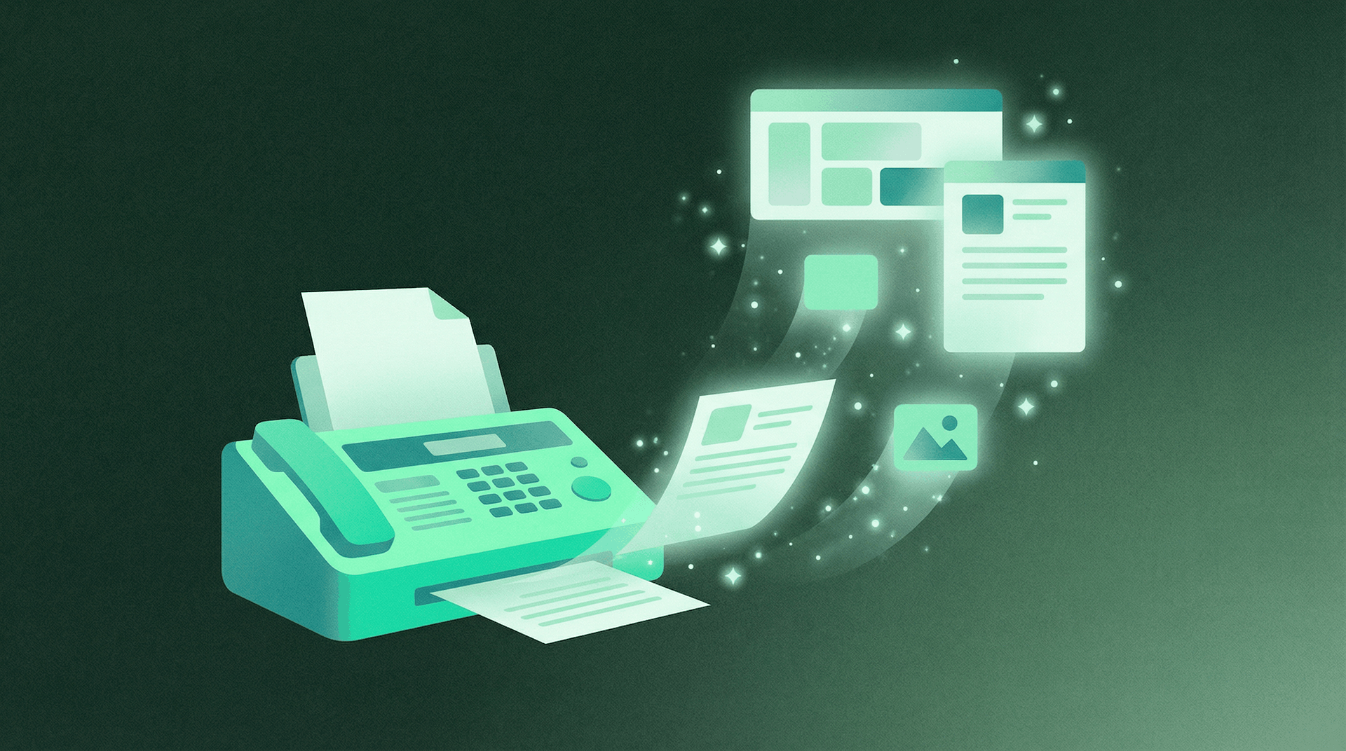 Medical fax automation workflow showing AI processing faxes into structured EHR data in seconds