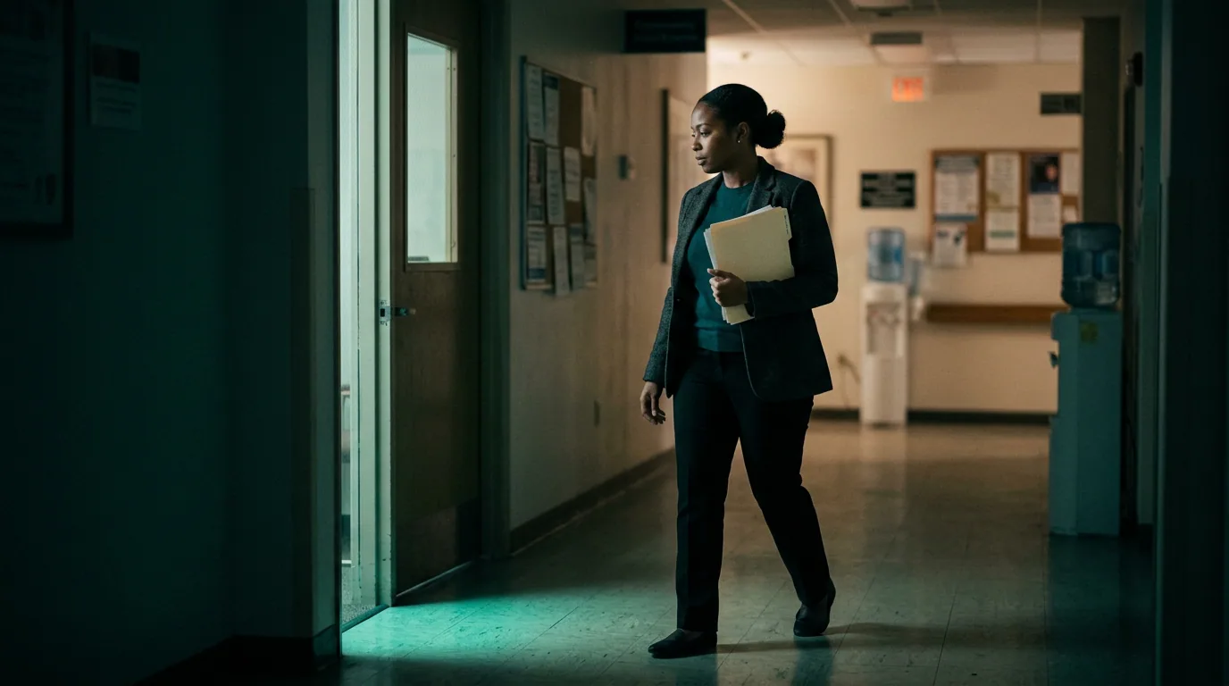 FQHC referral coordinator carrying patient files through a health center