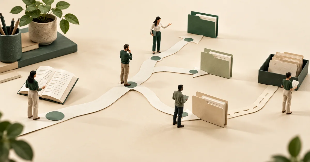 Prior authorization process flow chart with decisions, owners and records Staff mapping authorization decisions, accountable owners and exception routes