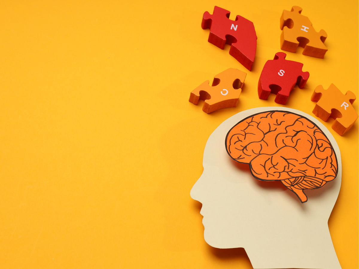 A profile image of a head with a brain on top and puzzle pieces above it